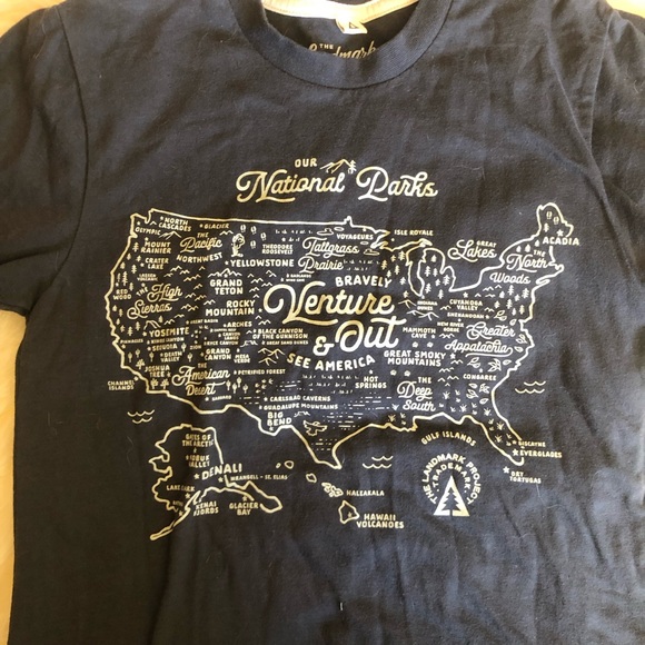 The Landmark Project national parks map graphic printed 100% cotton t-shirt - Picture 4 of 9